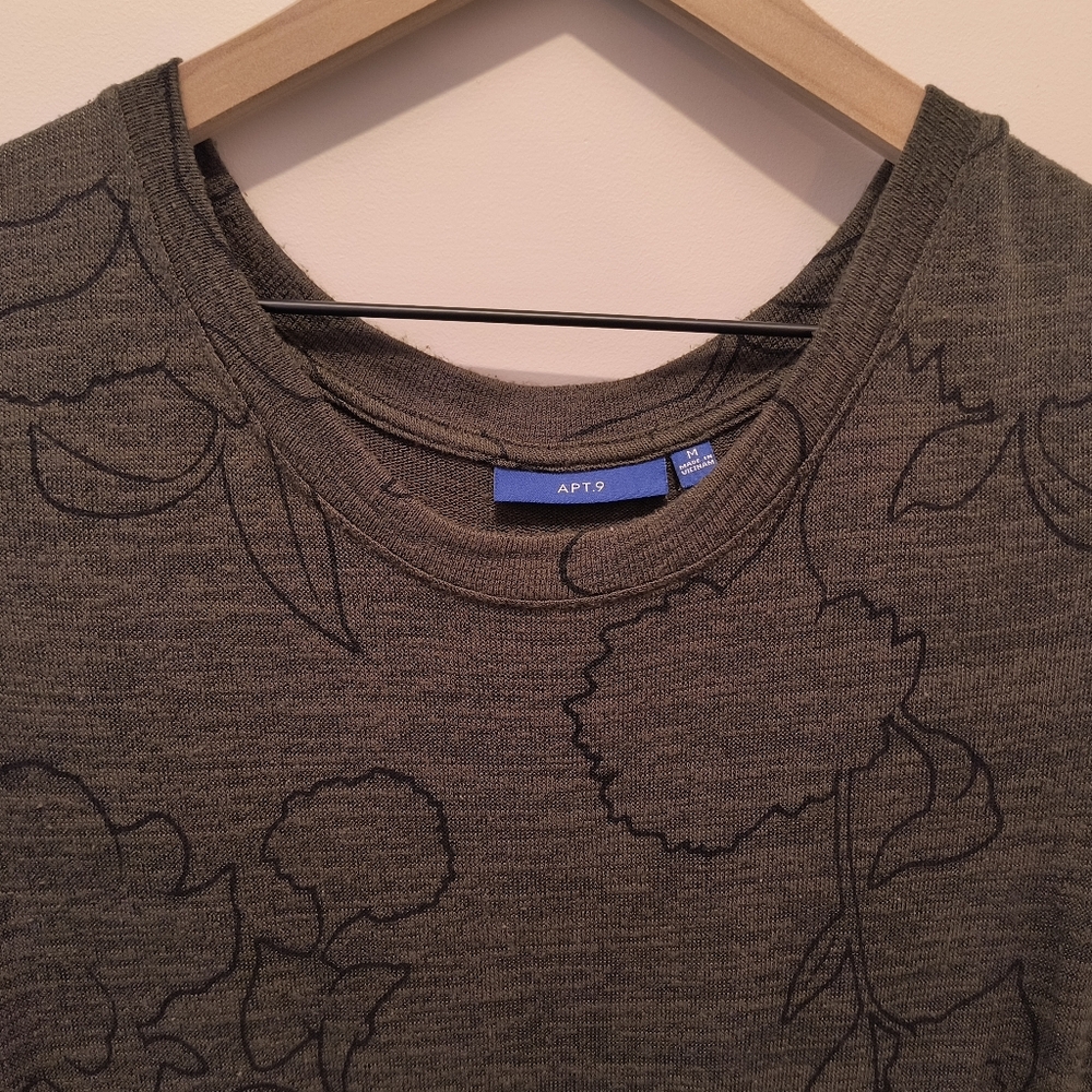 Knit dress, army green with dark blue/black design